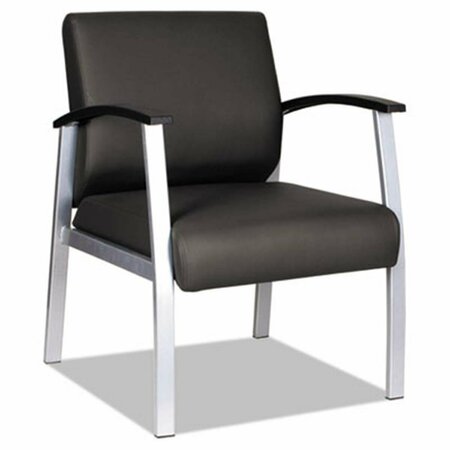 FINE-LINE Metal Lounge Series Mid-Back Guest Chair, Black & Silver FI3204892